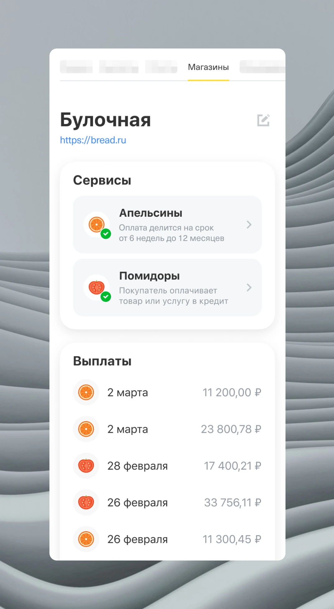 Карточка магазина в мобильной версии